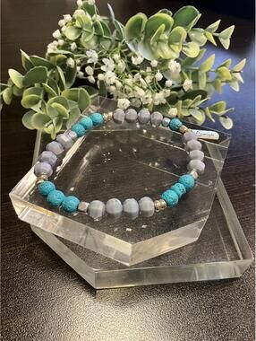 Erimish Turquoise Gray Clay Bead Bracelet